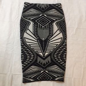 Knit geometric art pencil skirt